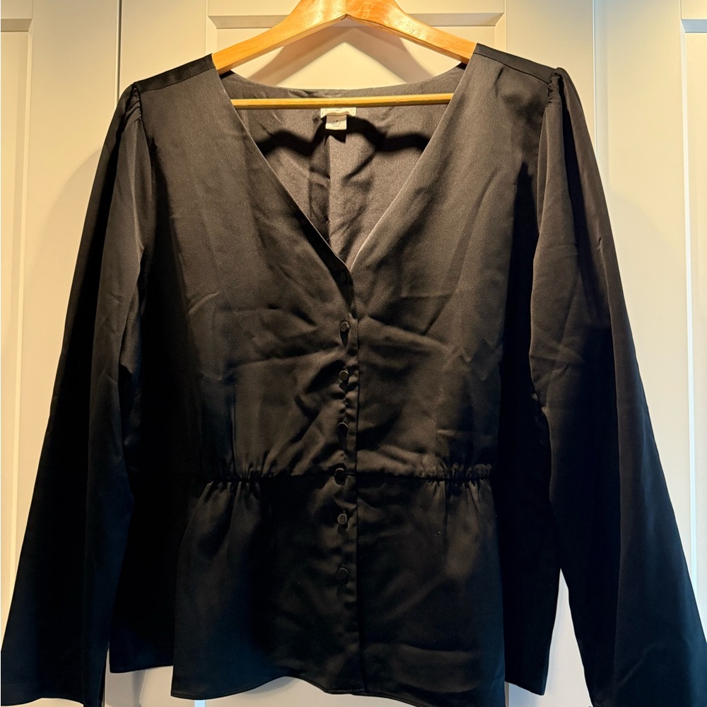 J. Crew Black Button-Up Blouse